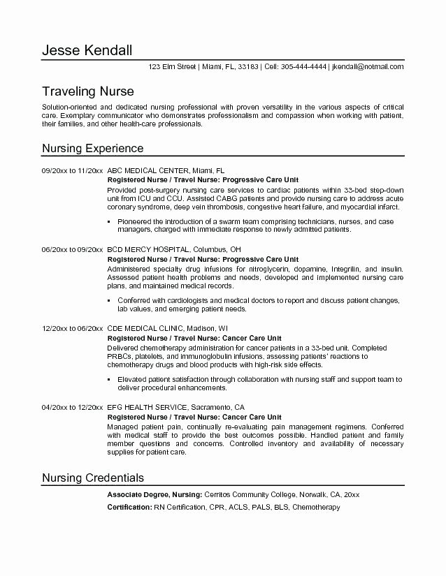 Nurse Resume Examples 8 Example Nursing 2015 Samples 2018