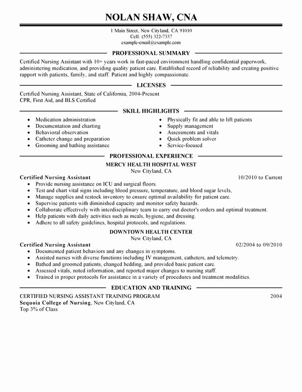 Nursing Aide and assistant Resume Examples Created by