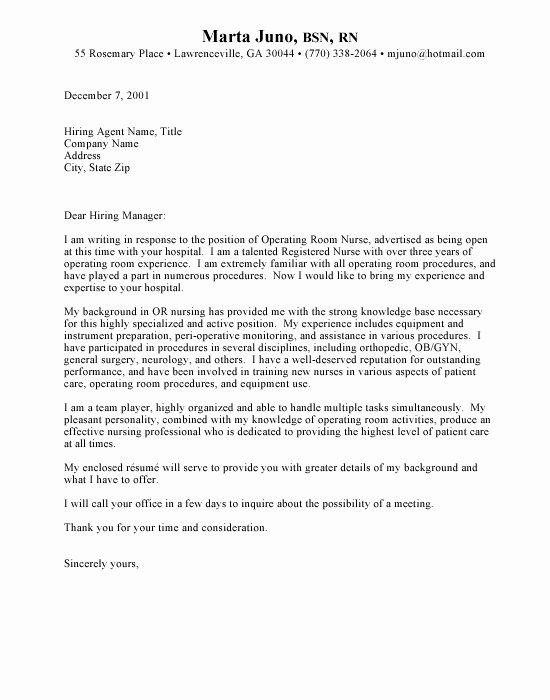 Nursing Cover Letter Rn Sample Cover Letter to Help Your