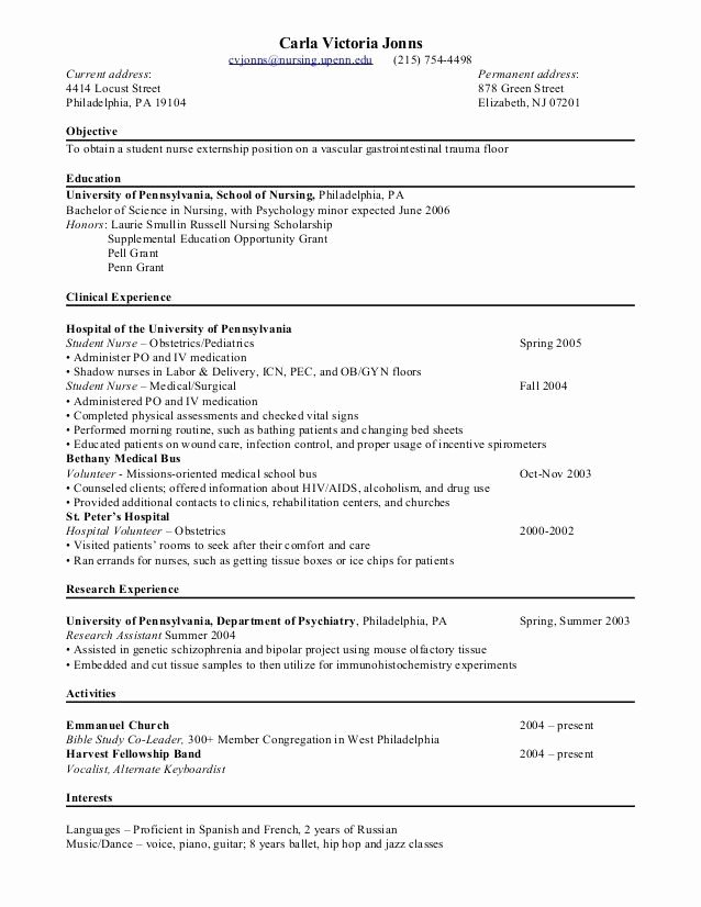 Nursing Externship Resume Best Resume Gallery