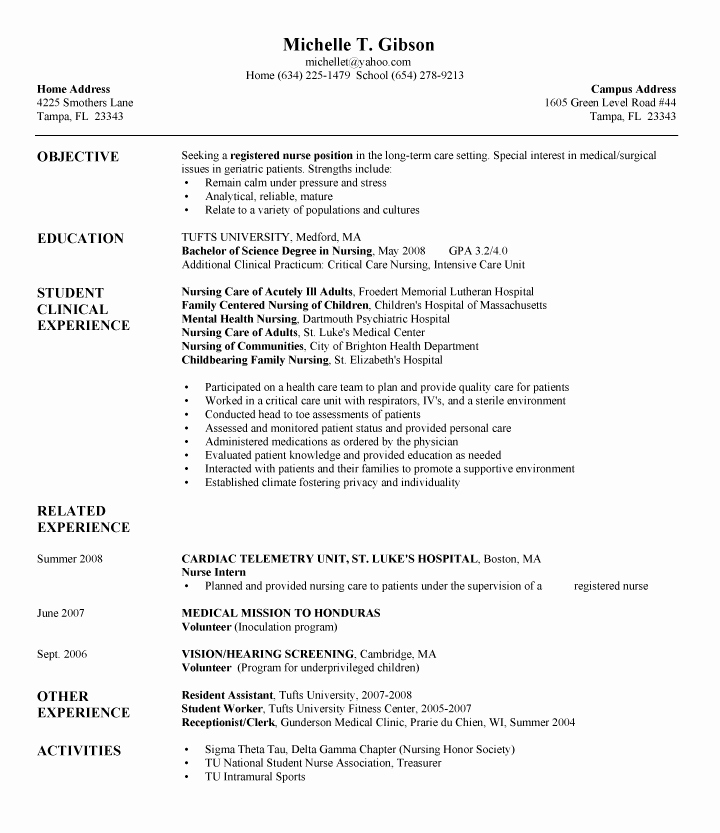 Nursing Grad Resume