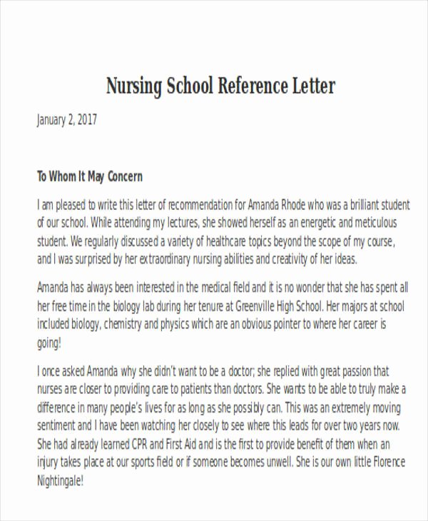 Nursing Reference Letter Templates 12 Free Word Pdf