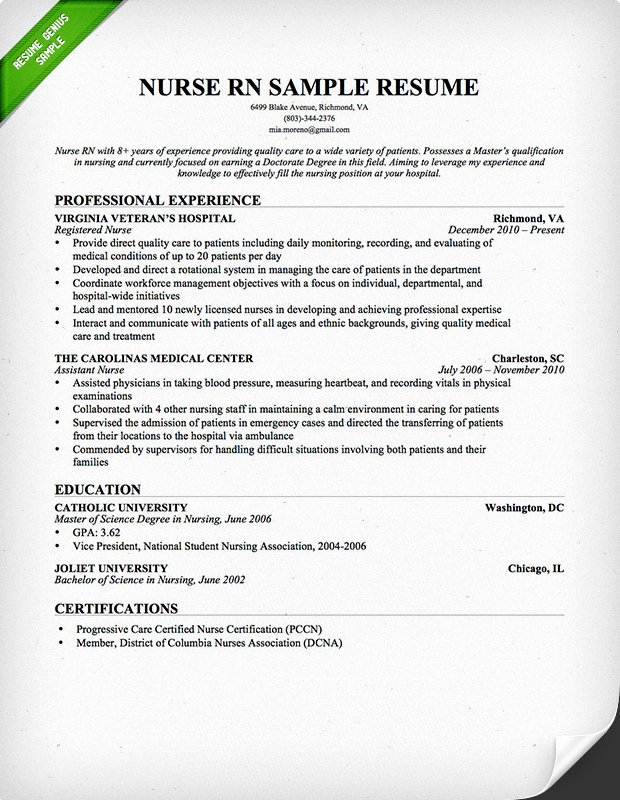 Nursing Resume Sample &amp; Writing Guide