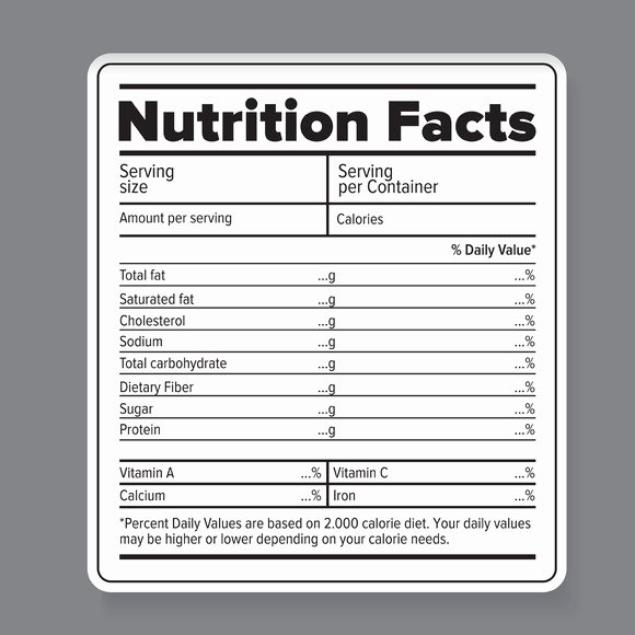 Nutrition Facts Vector Label Objects On Creative Market
