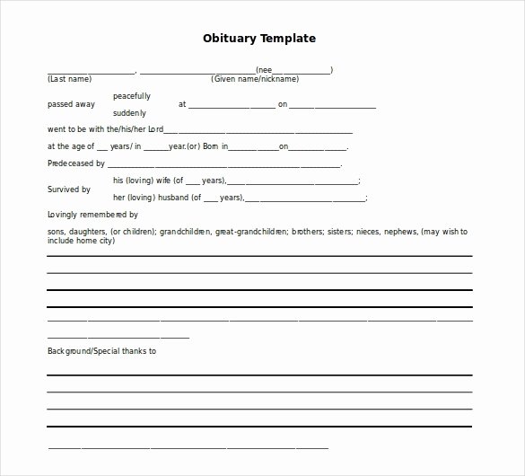 Obituary Template for Microsoft Word 2018