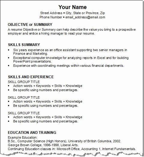 Objective or Summary Skills Summary Skills and