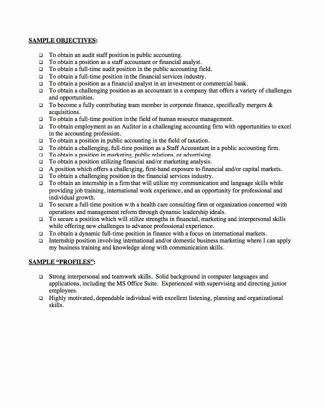Objective Statement for Resume Best Resume Gallery