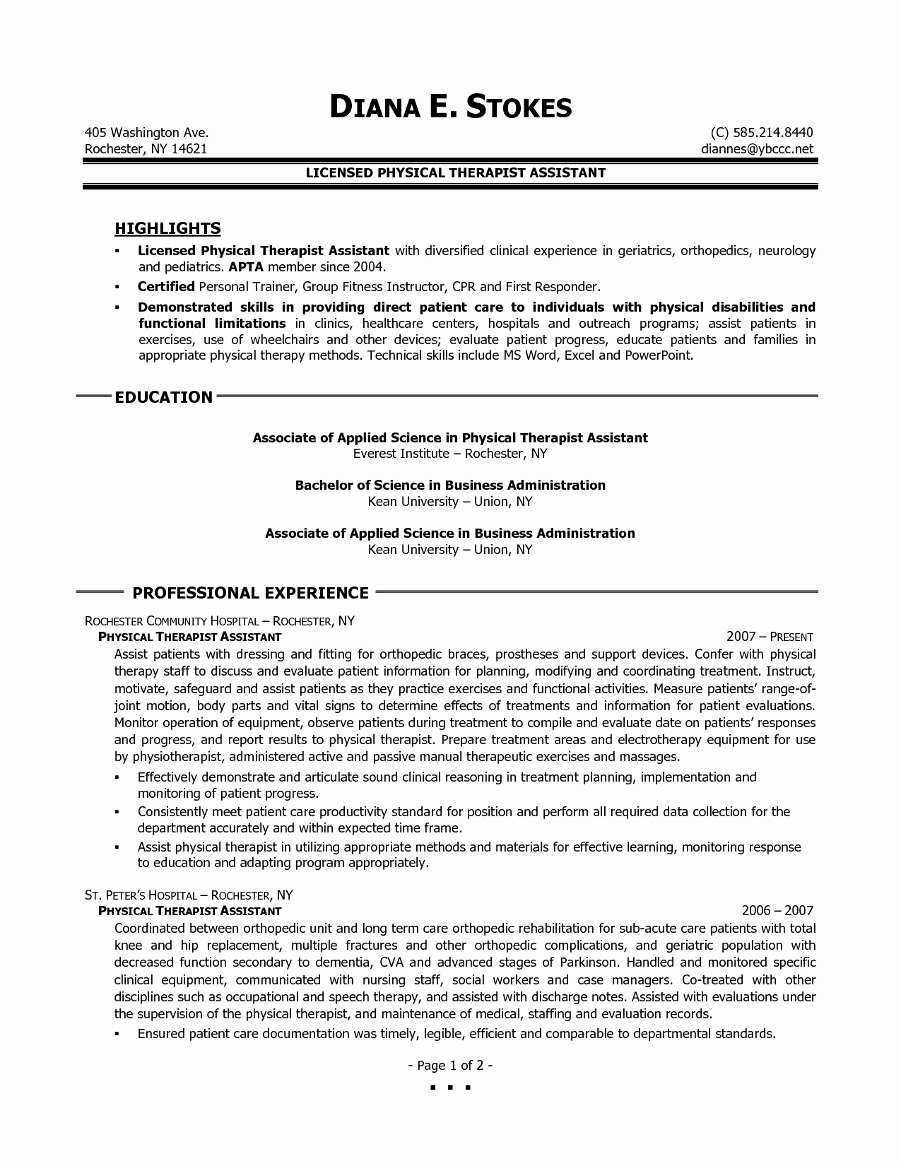 Occupational therapy Resume Examples