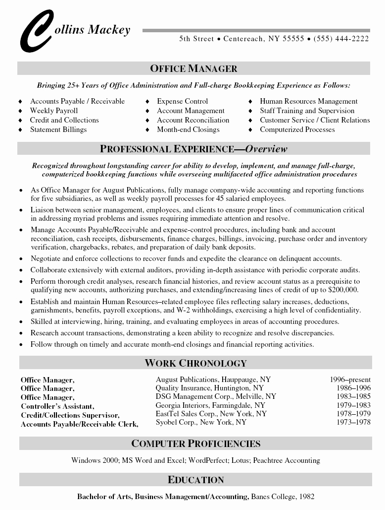 Office Manager Resume Resumes Pinterest