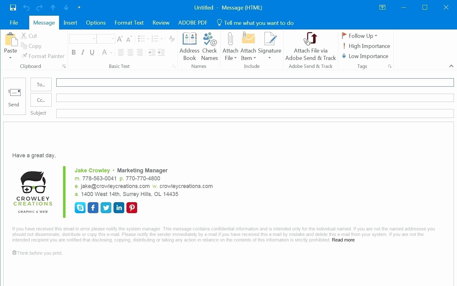 add html code to outlook email signature