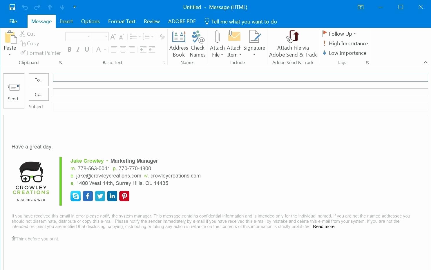 Email Template For Outlook
