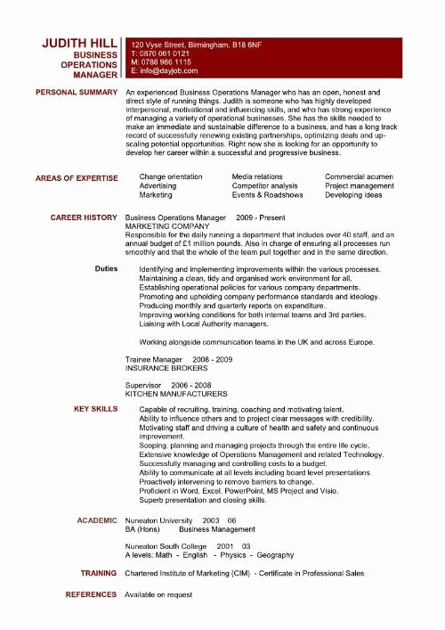 Operation Manager Resume