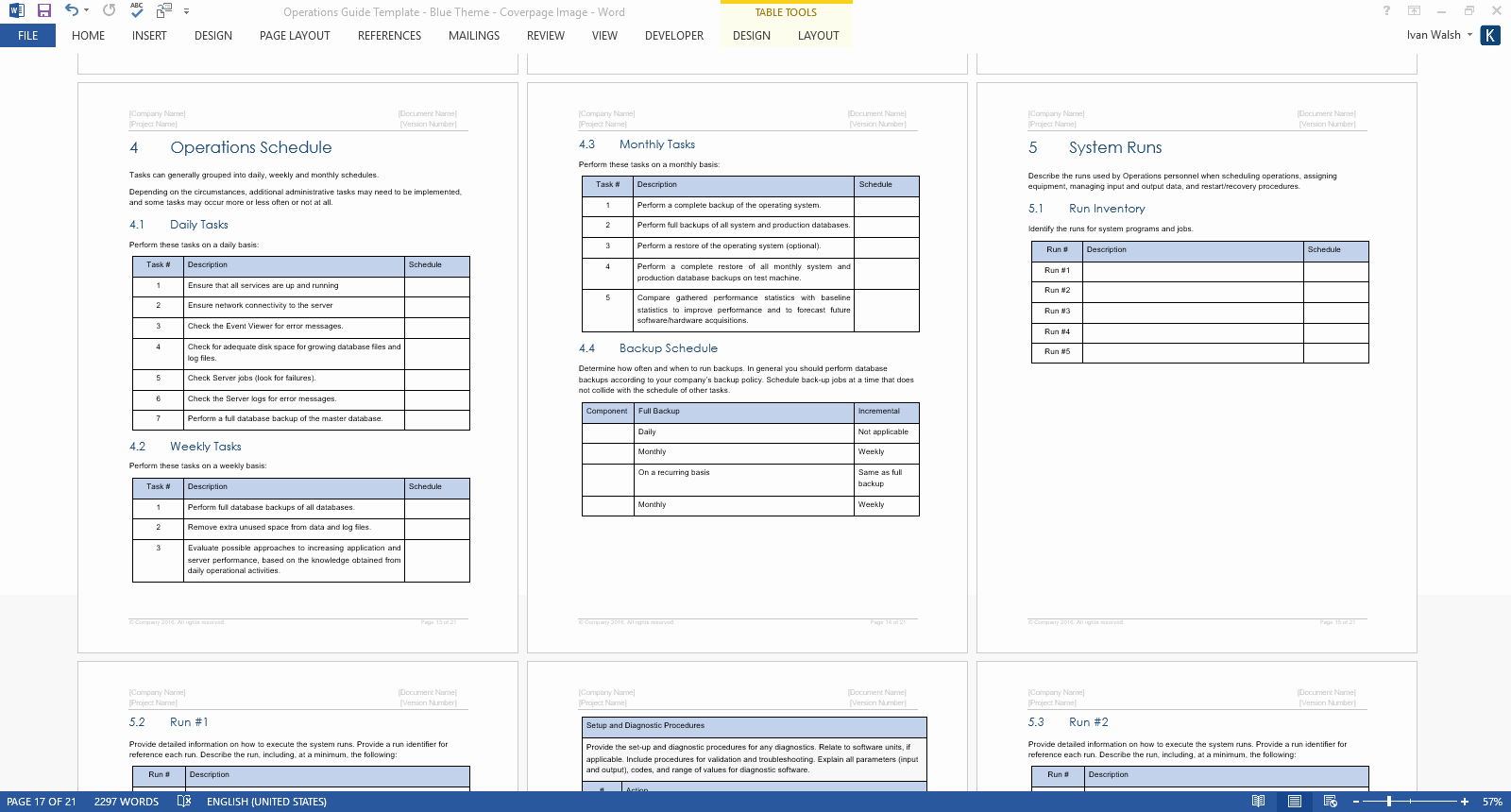 Operations Guide Template – 21 Page Ms Word 8 Excel