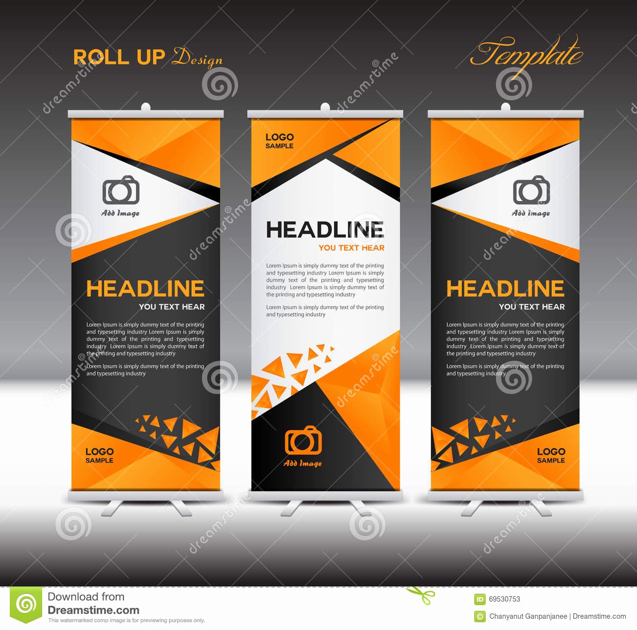 Orange Roll Up Banner Template Vector Roll Up Stand