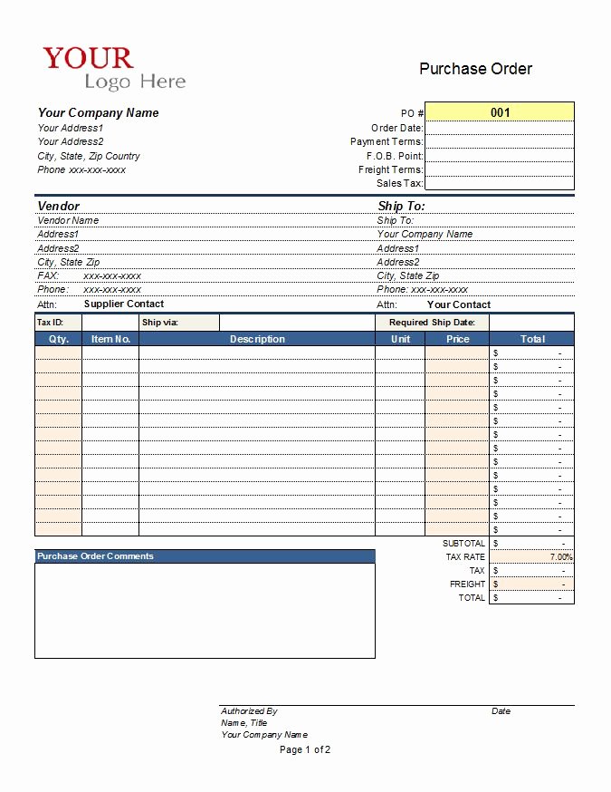 Order form Template