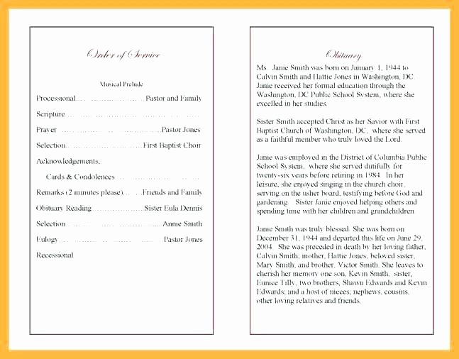 Order Service Obituary Template Brochure Black and