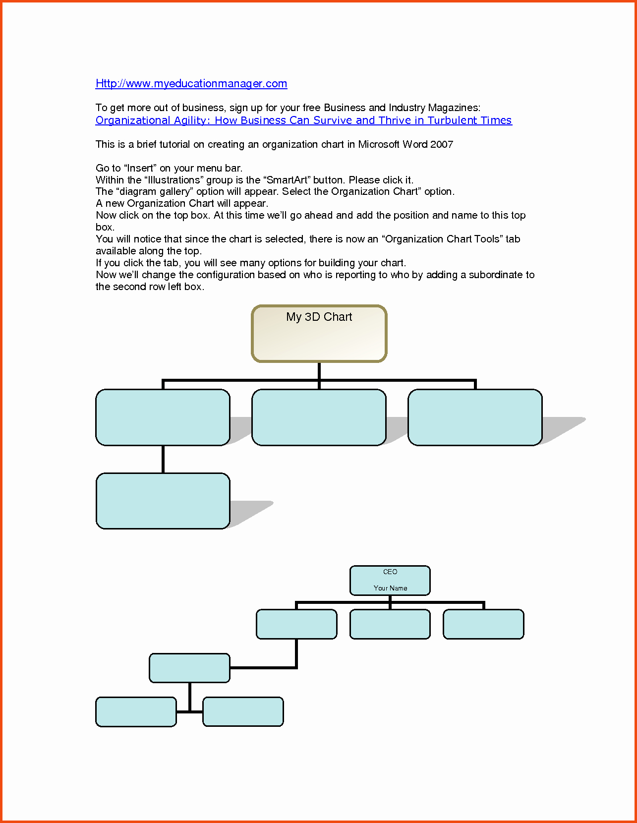 Organizational Flow Chart Template Word