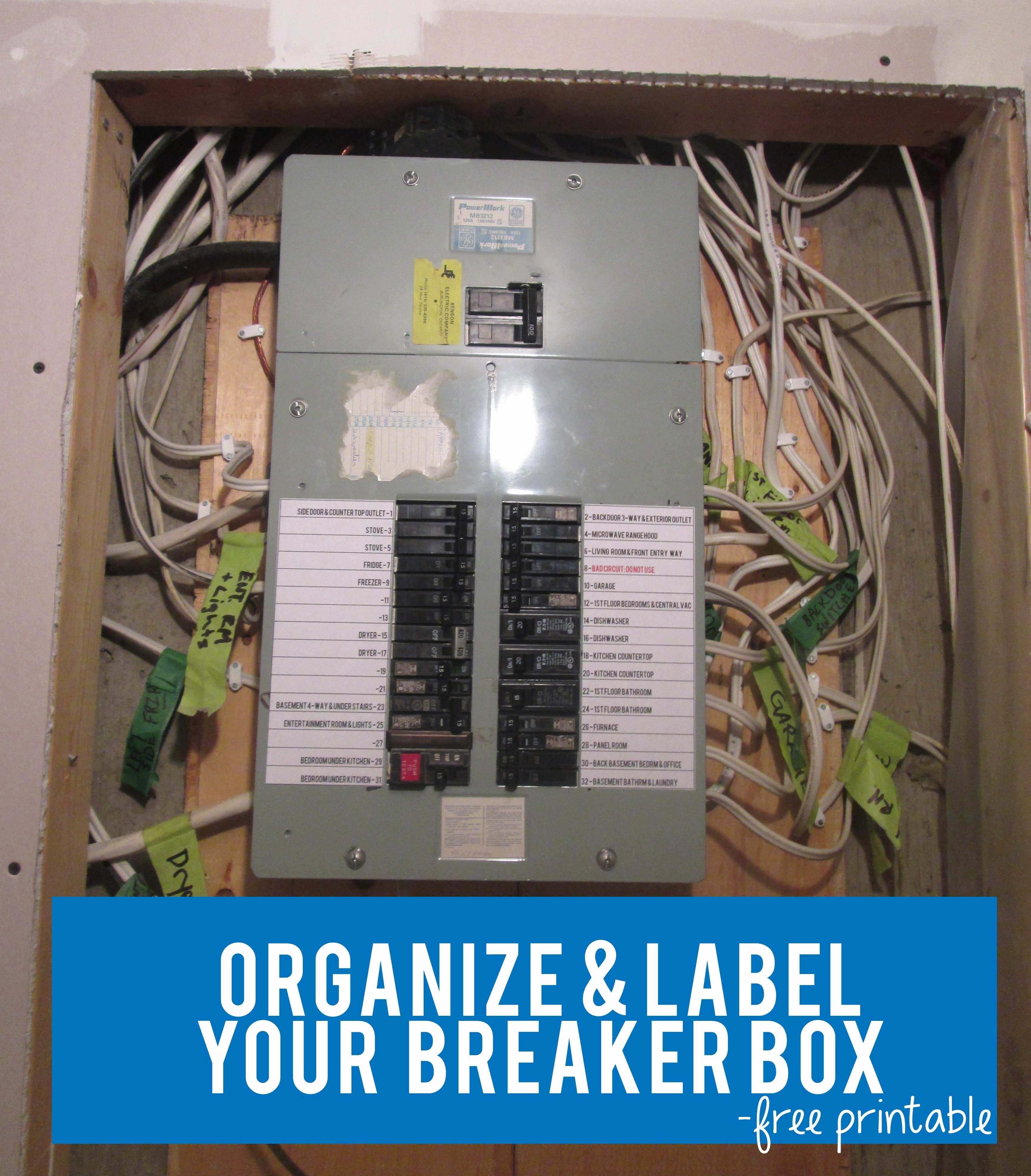 Organize &amp; Label Your Circut Breaker Box with Free Circuit