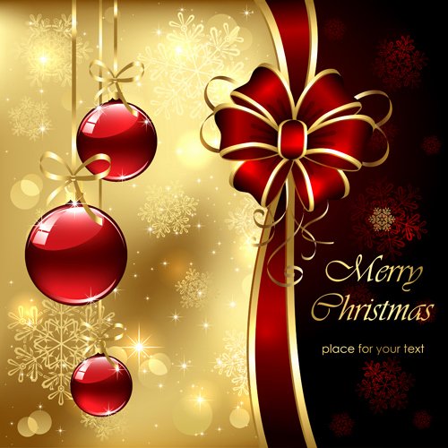 Ornate Golden Christmas Cards Vector Graphics 01 Free