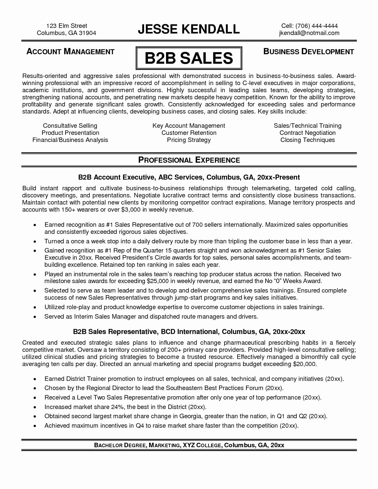 Outside Sales Resume Template Sales Resume Example