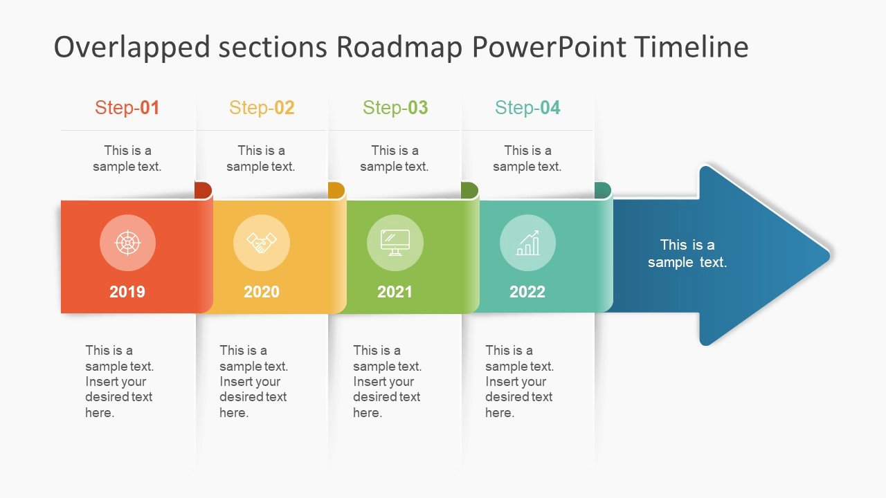 Overlapped Sections Roadmap Powerpoint Timeline Slidemodel