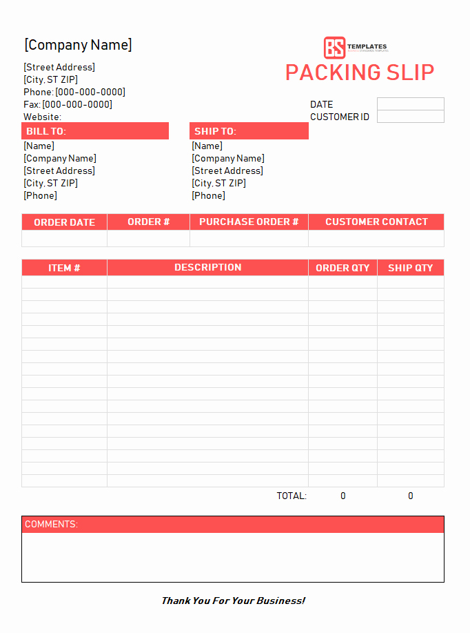 Packing Slip Template Free In Excel Sheet &amp; Word format