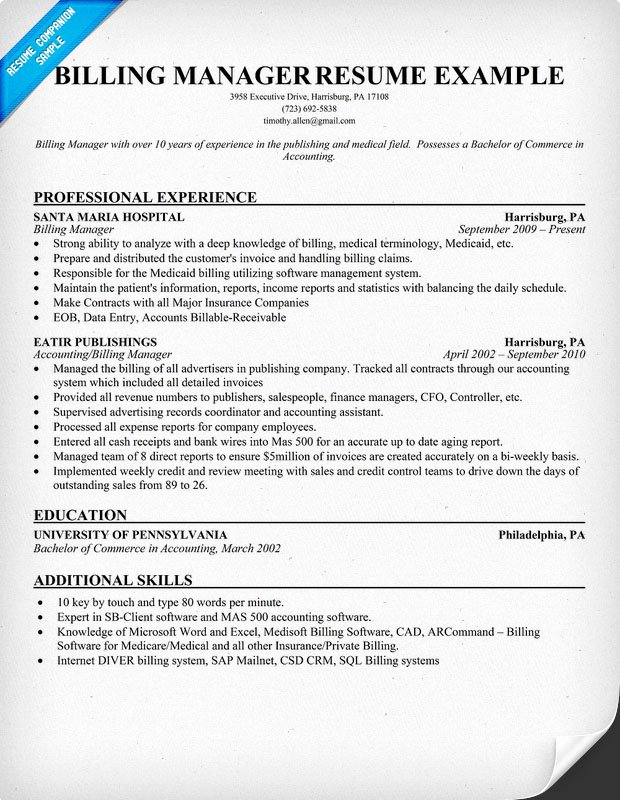 resume template medical billing