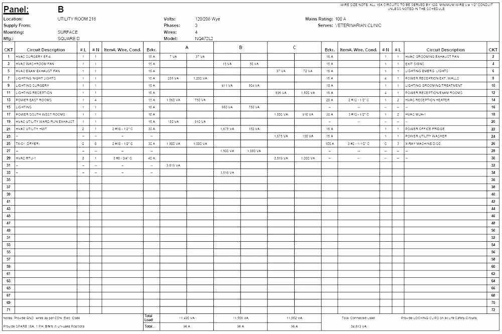 Panel Schedule Template Excel – Buildingcontractor