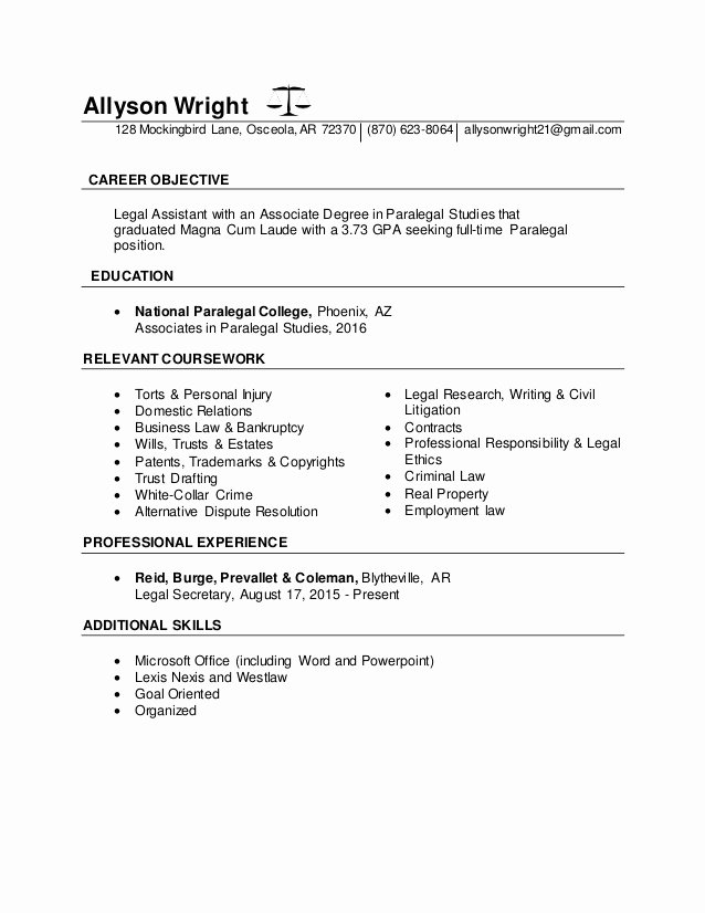 Paralegal Resume