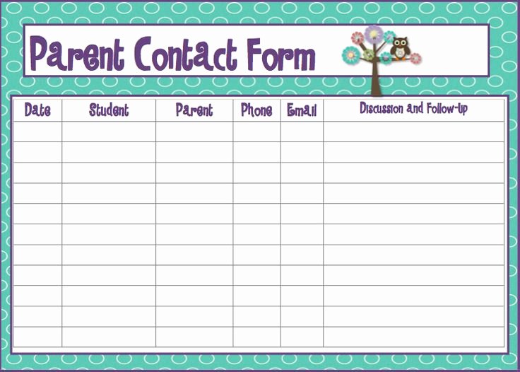 Parent Contact Log Template In Excel Excel Template
