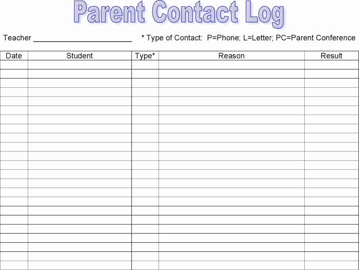 Parent Contact Log Template Template Free Download