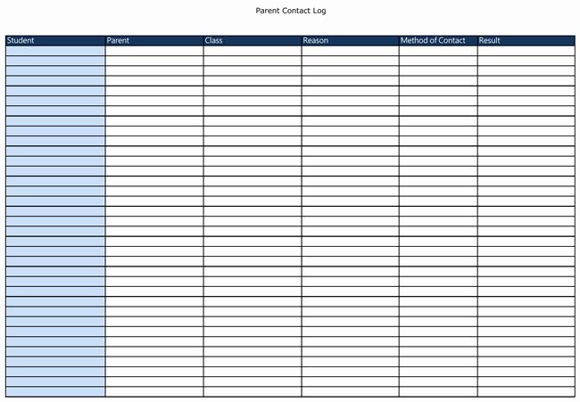 Parent Contact Log Templates for School and Colleges