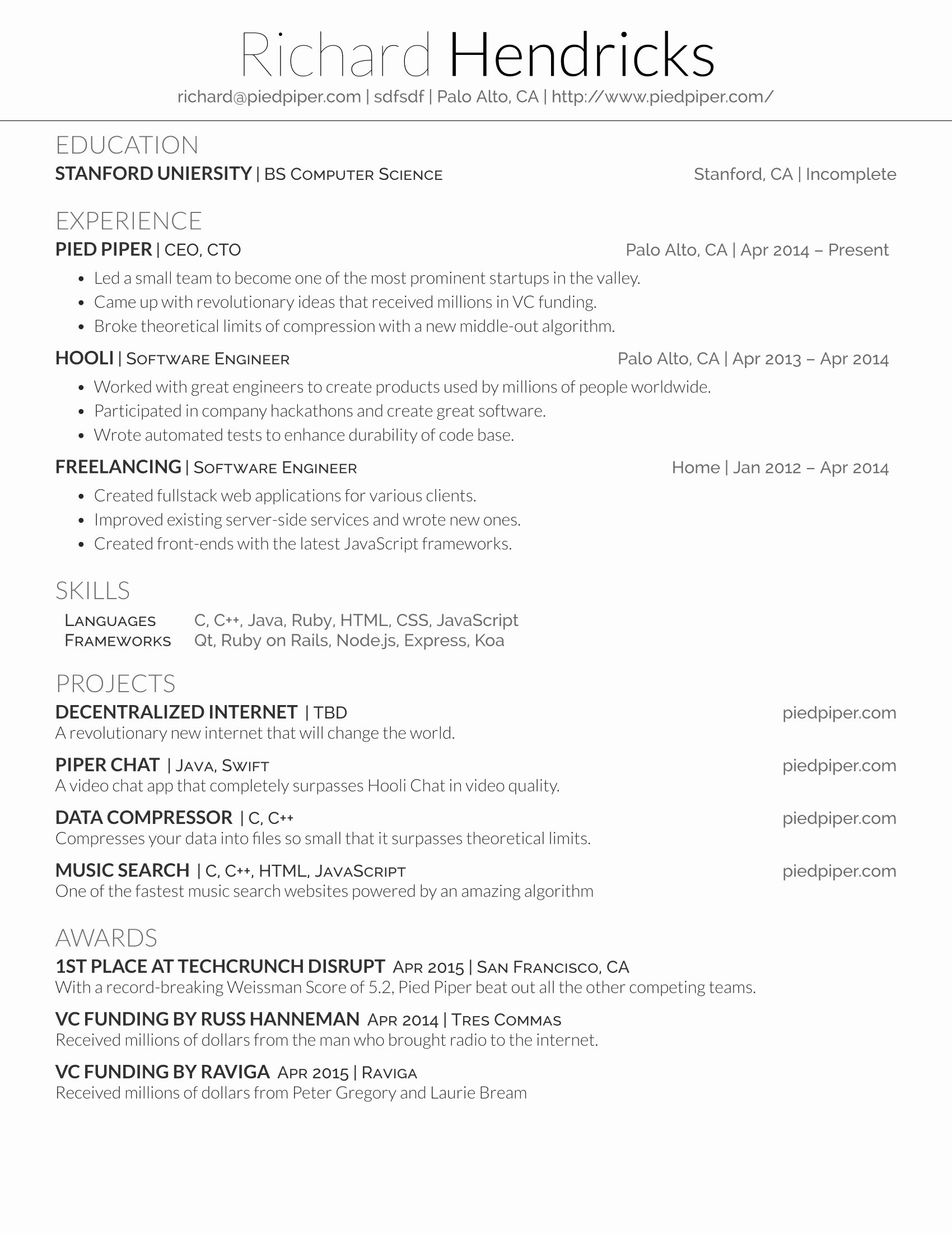 latex resume template for software engineer
