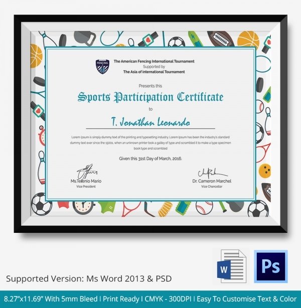 Participation Certificate Template 14 Free Word Pdf