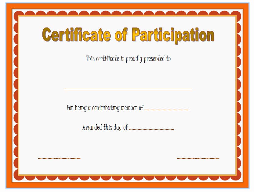 Participation Certificate Template 6 – Best 10 Templates