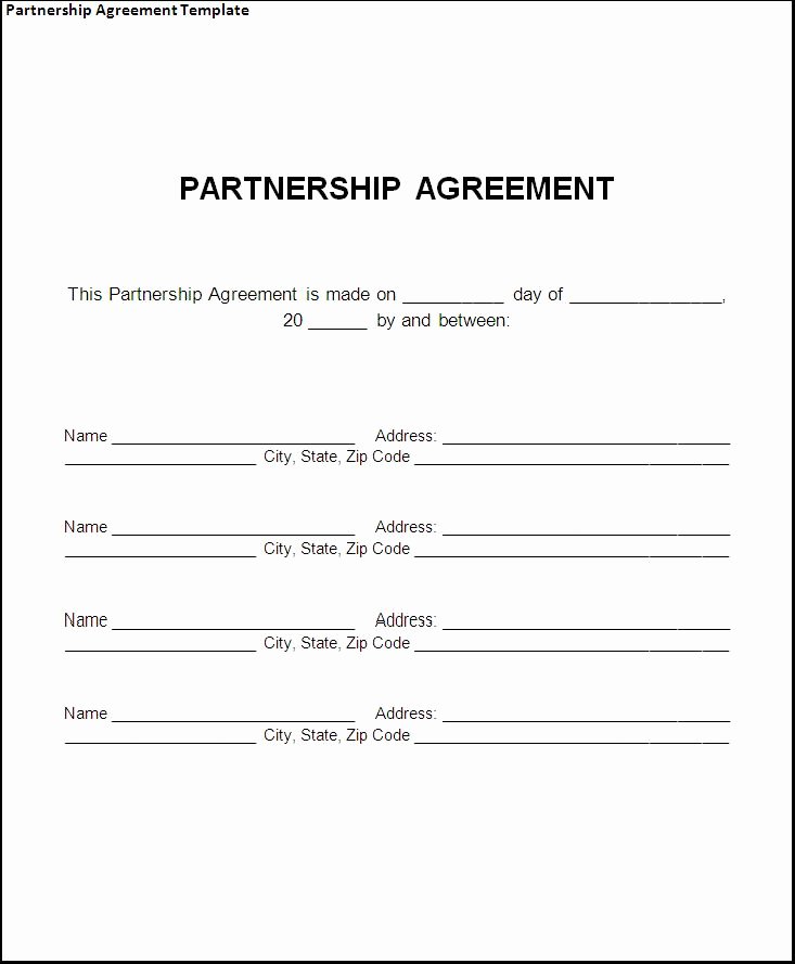 Partnership Agreement Template forms Word format Excel