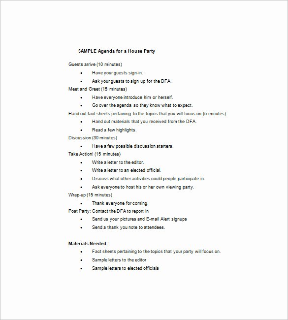 Party Agenda Template 9 Free Word Excel Pdf format