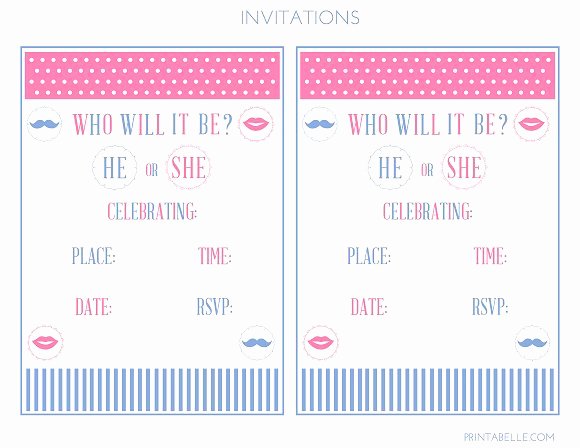 Party Invitation Cards Free Printable Gender Reveal Party