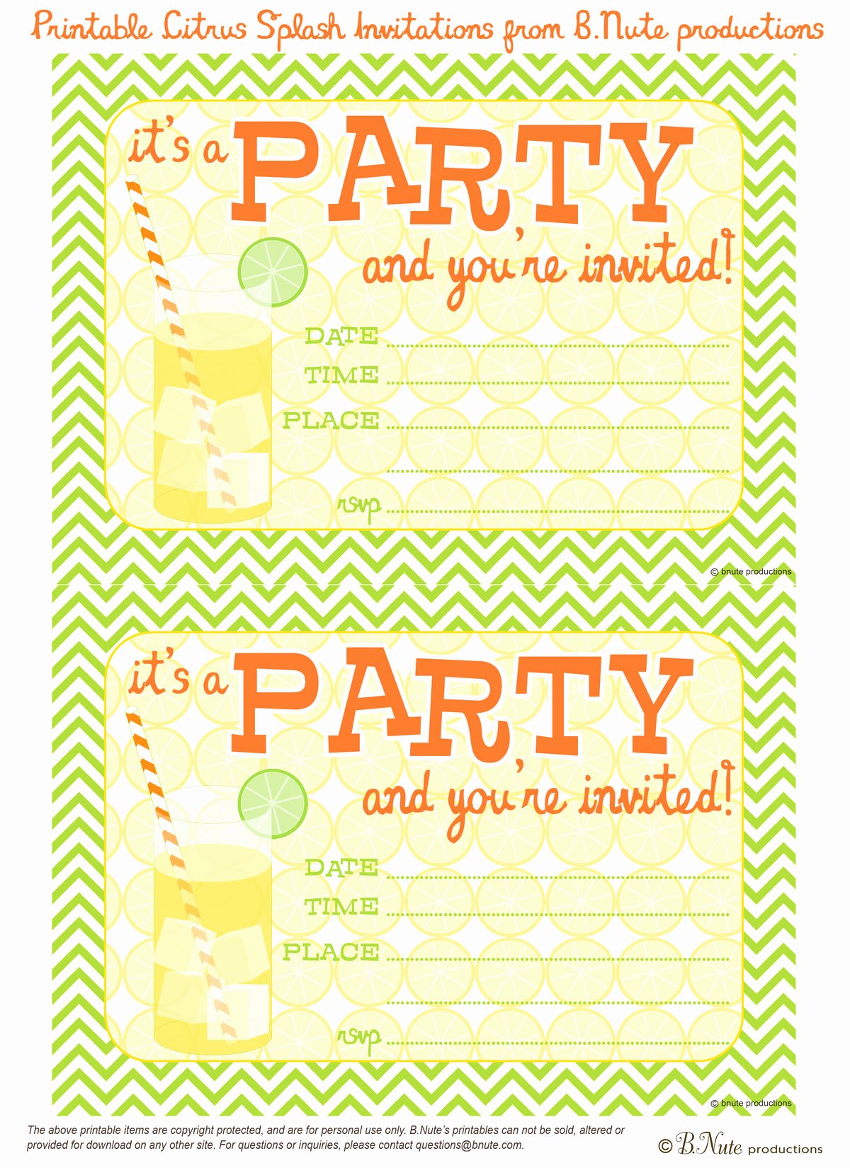 free printable party invitations