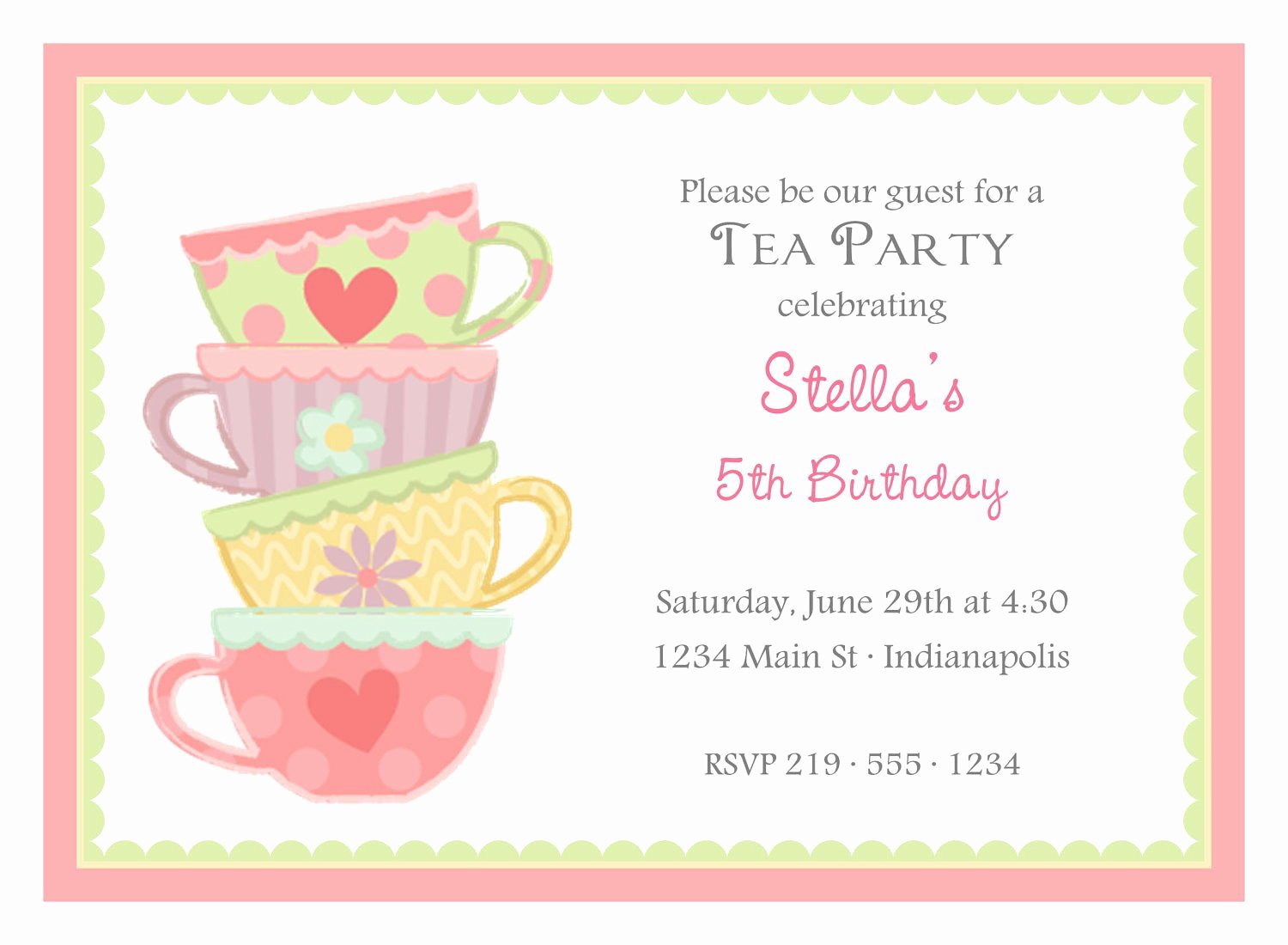 free tea party invitation template detail ideas cool