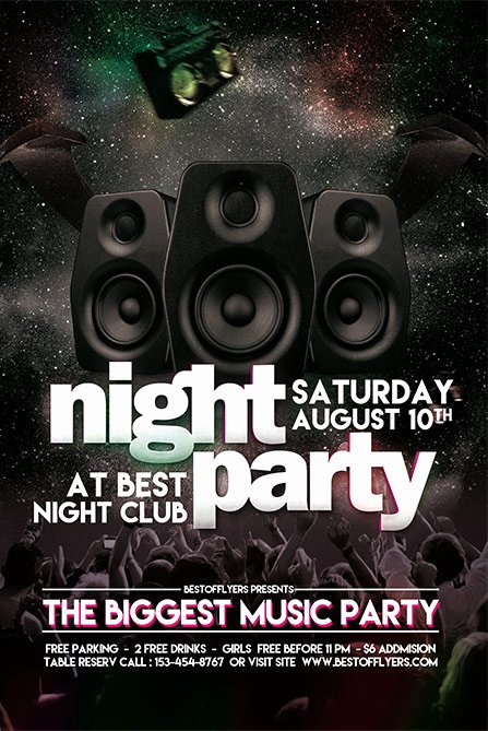 Party Night Free Poster and Flyer Template Download Free