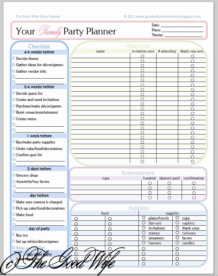 Party Planning Checklist is A Guaranty Of A Successful