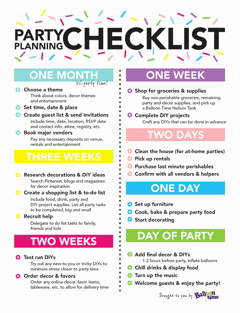 Party Planning Checklist