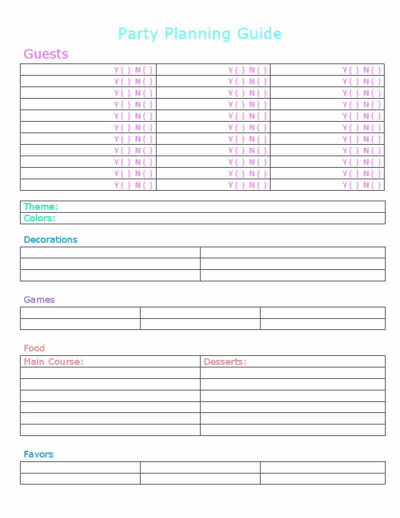 Party Planning Free Printables
