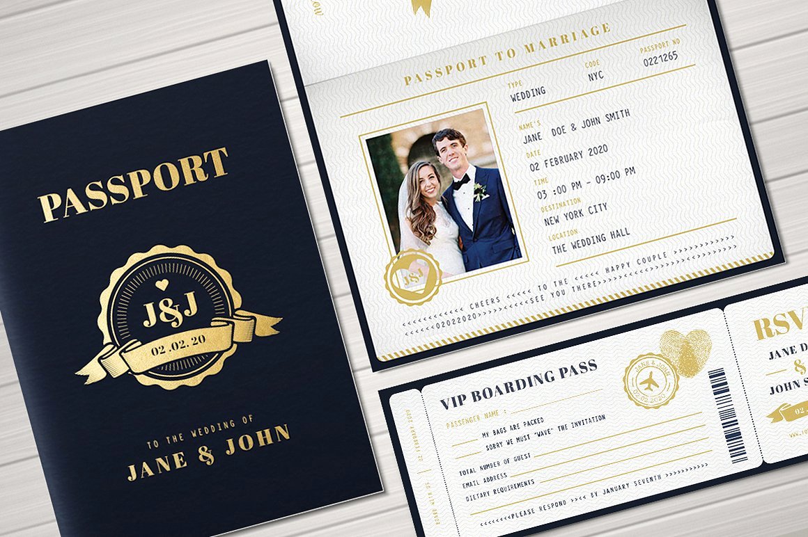 Passport Wedding Invitation Invitation Templates