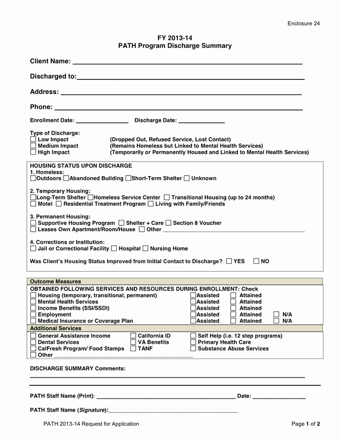 Path Discharge Summary Template In Word and Pdf formats