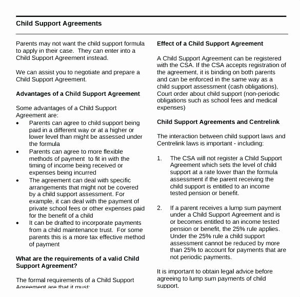 Payment Agreement form Beautiful Child Support Letter