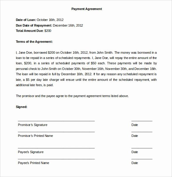 Payment Agreement Template Template