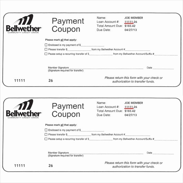 Payment Coupon Template Free Download 20 High School