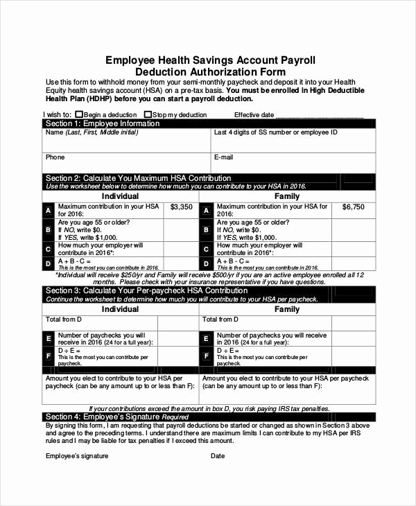 Payroll Deduction form Template 10 Free Sample Example